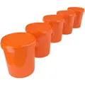 Fixedbyu - 5x Eimer Mit Deckel Kunststoff Leereimer Griff 15,9l Lebensmittelecht Orange