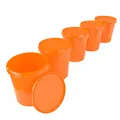 5X Eimer mit Deckel 16 Liter Orange - lebensmittelecht luftdicht und stabil, Leer Eimer mit Griff und Verschluss Deckel für Lebensmittel Chemie Wand Farbe Waschpulver Klebstoffe geeignet