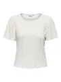 ONLY Blusenshirt Kurzärmlig mit Rundhalsausschnitt & Lochmuster ONLRIVERSIDE S/S FLAIRED TOP NOOS JRS