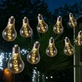 LED Solar Lichterkette mit 10 grauen Glühbirnen mit Drahtlichterkette - 2 Funktionen - 4,5m