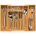 budu Besteckkasten #33,5 (Tiefe 33,5cm) aus Bambus - Schubladen Ordnungssystem für die Küche - Besteckkasten für Schubladen aus Bambus - Ausziehbar - Kitchen drawer organizer - Kitchen organizer