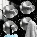 Gomeer 4 Stück Handtuchhalter Ohne Bohren, Vakuum Saugnapf Haken Extra Stark, Geschirrtuchhalter, Edelstahl & PVC Dusche zubehör für Badezimmer, Türen, Fenster und Küche（Silber）