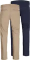 Jack & Jones 12180705, Chino, Erwachsener, Beige, Blau, Baumwolle, Elasthan, Nicht bleichen, Natürliche Trocknung