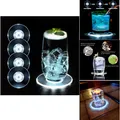LED Untersetzer Set 4er Set Acryl Rund Kühle Weiß 6 LED