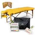 ZEN Massageliege klappbar & mobile Massagetisch aus Holz, stabile Massagebett - Massagebank höhenverstelbar, Wimpern, Tattoo & Kosmetikliege - Behandlungsliege mit Kopfteil, Armstütze & Tasche, (Gelb)