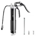 CCLIFE Einhand Fettpresse 6000 PSI Pistolengriff Schmierung Hebelfettpresse für 400g Kartusche 12' Flexschlauch und Metall Verlängerung