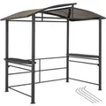 Tectake Grillpavillon Asado Gute Luftzirkulation Wetterfest und Flammenhemmend  240 x 150 x 234 cm Grau