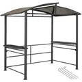 tectake Grillpavillon, Grau, Metall, Quadratisch, 150x234x240 cm, Sonnen- & Sichtschutz, Pavillons & Pergolas