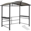 tectake Grillpavillon 2,4x1,5x2,34m - Alu-Stahl Rahmen - Gitterablagen - Grau - Grau