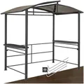 tectake® Outdoor Grillpavillon, Überdachung für Grill, Metall Pavillon für Outdoorküche auf Balkon, Garten oder Terrasse, Sichtschutz, Terrassenüberdachung, Gartenpavillon 240 x 150 x 234 - grau