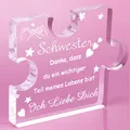 Schwester Geschenk Geburtstag Gravierter Acryl Block Puzzle Gedruckt Transparent