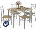 CASARIA® Esstisch mit 4 Stühlen Holz 5-tlg Set Metall 110x70cm Industrial Esszimmer Küche Stühle Tisch Möbel Essgruppe Sitzgruppe Paul Eiche