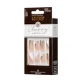 KISS Classy Premium Press On Nägel - "Gorgeous" Silbern Glitzer French nude Lang Mandel Coffin Form - 30 Press On Kunst-Nägel zum Aufkleben DIY, 2g Nagelkleber, 1 Maniküre-Stäbchen, 1 Mini-Feile