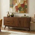 Sideboard TIVOLI skandinavisch aus Massivholz Kastanien farben, Kommode mit 2 Türen und 2 Schubkasten, Anrichte