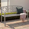 Gartenbank HWC-F44, Bank Parkbank Sitzbank, 2-Sitzer pulverbeschichteter Stahl - grau