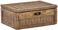 Krines Home Aufbewahrungskorb Flacher Korb mit Deckel Rattan geflochten Regalkorb Aufbewahrungsbox