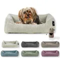 Rohrschneider Hundebett waschbar für kleine und mittelgroße Hunde mit Hundekissen Cord (ca. 55x42 cm) inkl. Gassibeutel (Beige 55 cm, Cordstoff breit)