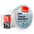 Gauder Doppelseitiges-Klebeband CT-25000, 3 Stück, ablösbar, gewebeverstärkt, weiß, PVC, 48mm x 25m