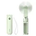 JISULIFE Mini Handventilator, 3-in-1 Handventilator, wiederaufladbarer USB [12–19 Betriebsstunden] mit Powerbank, Taschenlampe, tragbarer Ventilator für Reisen/Sommer, Geschenke für Frauen-Hellgrün