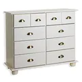 IDIMEX Schubladenschrank Colmar, schöne Kommode mit 8 Schubladen, praktischer Apothekerschrank in weiß, Elegantes Sideboard mit Muschelgriffen