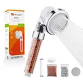 Ibergrif Duschkopf Wassersparend mit Filter - Hochdruck Handbrause mit 3 Strahlarten & Anti-Kalk Funktion, Duschbrause Druckerhöhend mit Wasserfilter für Hartes Wasser, Haut & Haare - Chrom, M22025