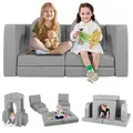 Costway Kindersofa, Grau, Textil, 72x60x142 cm, Kinder- & Jugendzimmer, Jugendmöbel, Jugendsofas