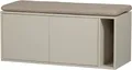 Sitzbank WOOOD "SETTLE DOWN Lowboard mit Kissen, HIFI-Kommode", beige (grau, grau), B:108cm H:45cm T:44cm