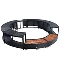 ESTEXO Poolumrandung Poolverkleidung Whirlpool Umrandung Polyrattan Verkleidung Einfassung Rund 200 cm (Schwarz)