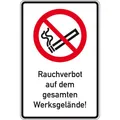 Dreifke Verkehrsschild Rauchverbot auf dem Werksgelände,ISO,Aluminium RA0,600x900mm