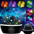 Projektor Sternenhimmel Nachtlicht LED 360°Projektionslampe Fernbedienung WasserwellenParty Spielzeug Rotierend Lampe Kinder Baby Farbwechsel Retoo - Schwarz