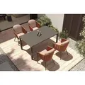 OUTFLEXX Tavio Garten-Essgruppe, anthrazit matt/orange, Alu/Rope-Geflecht, Spraystone-Tischplatte 160 x 95 cm, 4 Diningsessel