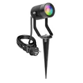 ledscom.de Gartenstrahler SHINGA mit Erdspieß für außen, IP65, Stecker, schwarz, inkl. GU10 RGB Lampe, smart, 473lm, warmweiß - kaltweiß