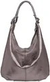 Caspar Große Damen Vintage Veloursleder Tasche Samtweiche Schultertasche aus Leder - CLASSIC LINE - Modell No.617 - Made in Italy, Farbe:taupe metallic