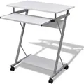 vidaXL Computertisch Computerwagen PC Tisch Bürotisch Laptop auf Rollen Weiß 20053