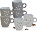 Moderne Keramik Espresso-Tassen 6er Set beige weiß grau 50 ml