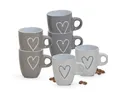 matches21 HOME & HOBBY Tasse Moderne Keramik Espresso-Tassen 6er Set beige weiß grau 50 ml, 6-tlg., Keramik, Kleine Landhaus-Stil Vintage Henkel Herz Kaffee-Tassen
