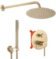 wohnwerk.idee Duschsystem Duschgarnitur Regendusche Unterputz Gold Matt Poliert Lungo