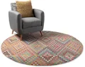 benuta Nest Vintage Teppich Casa - Mehrfarbig 120 cm rund - Teppich für Wohnzimmer, Schlafzimmer und Flur - Pflegeleicht - Fußbodenheizung Geeignet
