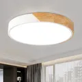 Style home 48W Deckenlampe LED Deckenleuchte Holz Runde Flach Leuchte, Ø50x4cm dimmbar mit Fernbedienung, für Wohnzimmer Schlafzimmer Büro Küche Diele Flur
