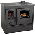 Kaminofen mit Backfach und Herdplatte 4050 Lotus Classic Schwarz Holzofen 11 kW Holz Ofen Mehrfachbelegung Kamin Heizofen Küchenherd - Schwarz