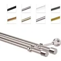 MDEKOR Gardinenstange Vorhangstange 19mm, 2-läufig, 2-läufig Wandmontage, 320 cm Edelstahl silberfarben 320 cm