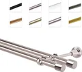 Gardinenstange Vorhangstange 19 mm Wandmontage 2-läufig, Edelstahl, 320 cm