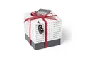 SURPRISA Geschenkbox Rätzel Geschenkbox, Geldgeschenk Verpackung & Gutschein Geschenk Box (inkl. 3-stelligem Zahlenschloss), Geschenkkarton Buchstaben-Rätsel, 12,5 x 12,5 x 12,5 cm, weiß
