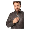 Ross & Cole Herren Lederjacke mit Stehkragen