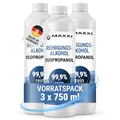 Maxxi Clean | 3x 750 ml reines Isopropanol (99,9%) Reinigungsalkohol | Fettlöser & Lösungsmittel | rückstandsfrei anwendbar zur Reinigung von elekt. Bauteilen, Schallplatten, Druckköpfen und mehr