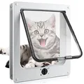 Sailnovo Katzenklappe Hundeklappe 4 Wege Facile-Verschluss für Katzen und kleine Hunde, Installieren Leicht mit Teleskoprahmen, Cat Flap Klappe Hundetür Katzentür Haustierklappe 23.5 * 27 * 5,5 cm