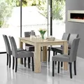 [en.casa] - Essgruppe Forssa 7-tlg 140x90 Cm Eiche Hell / Hellgrau