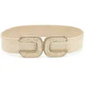 LASCANA Taillengürtel Stretchgürtel, Schmuckgürtel NEU elastischer Gürtel für Kleid & Overall, Bauchgürtel, Bast-Optik beige 85