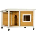 Hundehütte, Tannenholz, Hundehaus mit Terrasse, Kleintierhaus, Outdoor, Orange