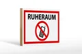 Holzschild Hinweis 18x12 cm Ruheraum Handy verboten Holz Deko Schild wooden sign